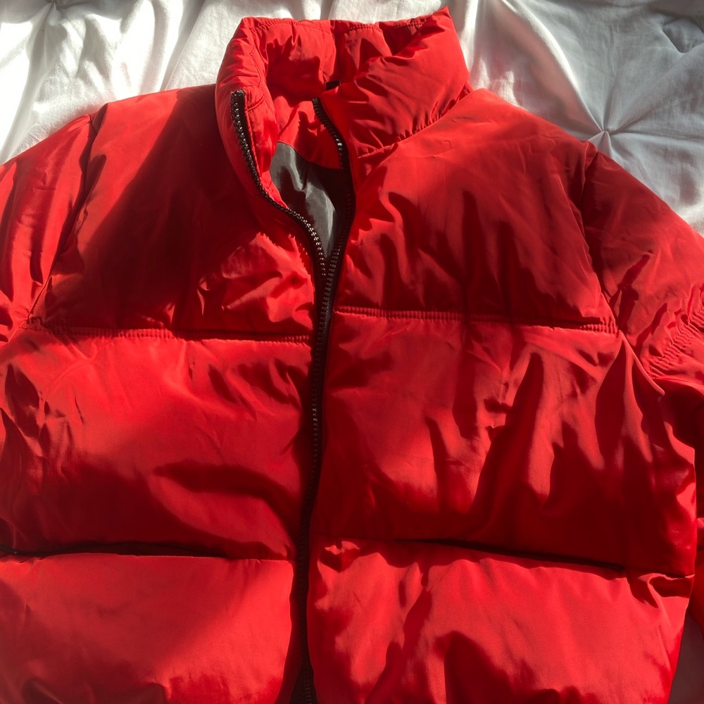 Red Cropped Ski Puffer